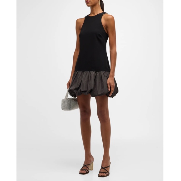 Aqua Sleevesless Bubble Mini Dress in Black - Picture 1 of 7